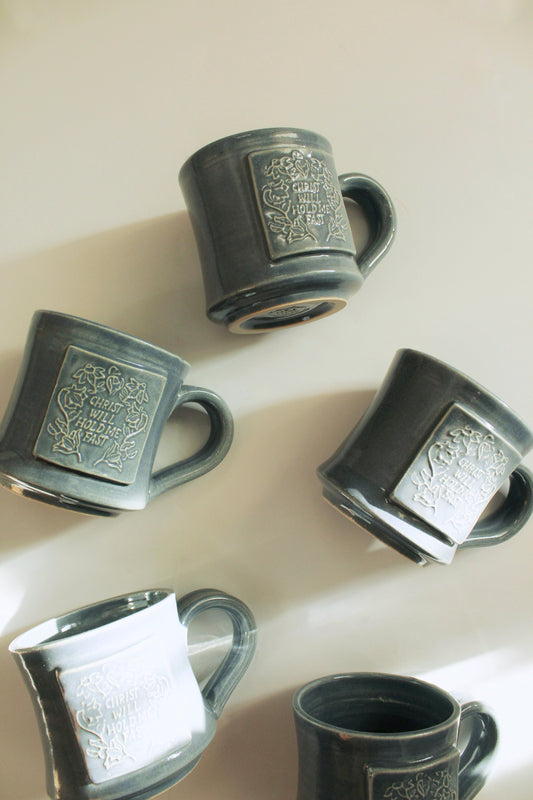 Christ Will Hold Me Fast | Hand Thrown Mug | Dusty Blue