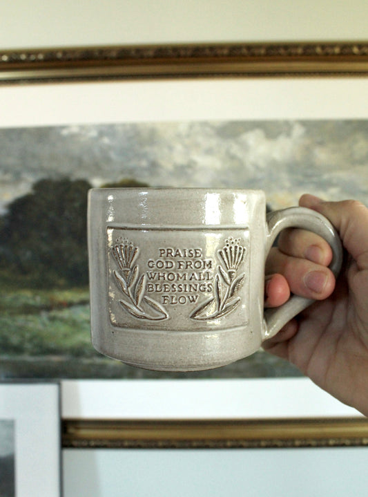 Praise God From Whom All Blessings Flow | Hand Thrown Mug | Storm Grey