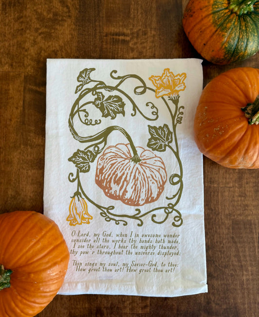 How Great Thou Art | Fall Pumpkin | Hymn Tea Towel